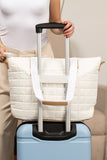 White Quilted Patchwork Large Tote Bag and Clutch 2pcs Set