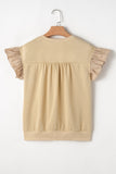 Parchment Two Tones Ribbon Bow Ruffle Sleeve Top