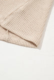 Oatmeal Lace Patchwork Waffle Short Sleeve Top