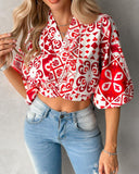 Tribal Print Knotted Crop Top