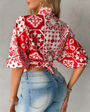 Tribal Print Knotted Crop Top