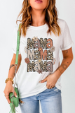 White Floral Leopard MaMa Graphic Mothers Day T Shirt