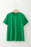 Bright Green Casual Plain Crew Neck Tee