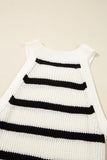 Black Stripe Knitted Drawstring Detail Sleeveless Dress