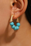 Gold Turquoise Bead Plated Alloy Hook Earrings