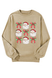 Parchment Christmas Santa Claus Bowknot Print Drop Shoulder Sweatshirt