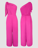 One Shoulder Tied Detail Bowknot Jumpsuit