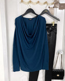 Cowl Neck Batwing Sleeve Ruched T Shirt Casual Slim Fit Top