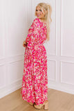 Rose Plus Size Floral V Neck Wide Sleeve Maxi Dress