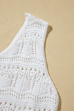 White V Neck Textured Hollow-out Sweater Vest