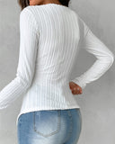 V Neck Overlap Asymmetrical Long Sleeve Top