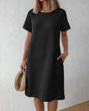 Pocket Design Waffle Knit Casual Dress