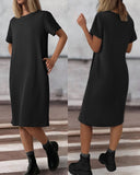 Pocket Design Waffle Knit Casual Dress