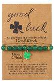 Blackish Green St Patricks Shamrock Beaded Elastic Bracelet