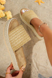 Beige Boho Woven Non-slip Wedge Slippers