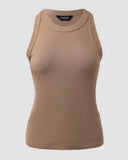 O Neck Sleeveless Basic Slim Fit Skinny Tank Casual Top(Without Pads)