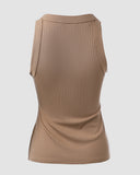 O Neck Sleeveless Basic Slim Fit Skinny Tank Casual Top(Without Pads)