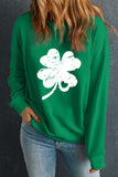 Dark Green St. Patricks Lucky Clover Graphic Sweatshirt