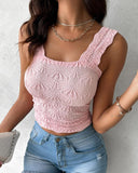 Floral Jacquard Thick Strap Tank Top