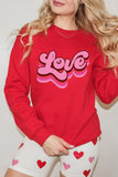 Red Love Printed Crewneck Valentines Pullover Sweatshirt