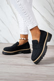Black Faux Suede Slip-on Chunky Loafers