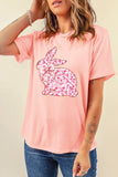 Pink Floral Bow Bunny Graphic Tee
