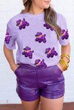 Wisteria Sequin Balloon Puppy Graphic Mardi Gras Tee