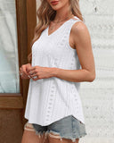 V Neck Sleeveless Thick Strap Hollow out Knit Tank Casual Top