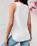 V Neck Sleeveless Thick Strap Hollow out Knit Tank Casual Top