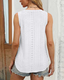 V Neck Sleeveless Thick Strap Hollow out Knit Tank Casual Top