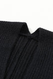 Black Oversized Fold Over Sleeve Open Front Cardigan