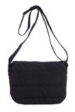 Black Solid Minimalist Foldover Puffer Crossbody Bag
