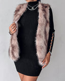 Tie Dye Pattern Open Front Fluffy Vest Coat