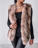 Tie Dye Pattern Open Front Fluffy Vest Coat