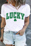 White not lucky just blessed Clover Heart Printed Plus Size T Shirt