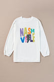 White Nashville Graphic Corded Oversized Sweatshirt