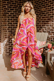 Rose Floral High Low Bandeau Vacay Dress