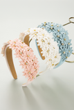 Pale Chestnut Multi Layer Flower Rhinestone Wide Headband