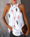 Feather Print Casual Tank Top