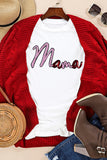 White Sequin mama Graphic Crewneck T Shirt