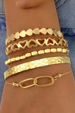 Gold Heart Plated Multi Layer Open Cuff Bracelet Set