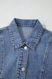 Ashleigh Blue Acid Wash Elastic Hem Button Up Denim Vest