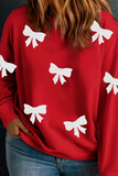 Apricot Bow Pattern Drop Shoulder Plus Size Sweatshirt