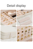 White Multi Layers Lint Lined Buttoned Closure Portable Jewelry Organizer