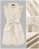 Notched Collar Sleeveless Tied Detail Button Romper