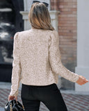 Sparkly Sequin Open Front Puff Sleeve Blazer Coat