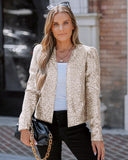 Sparkly Sequin Open Front Puff Sleeve Blazer Coat