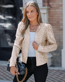 Sparkly Sequin Open Front Puff Sleeve Blazer Coat