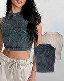 2 Pack Washed Seamless Sleeveless Rib Knit Crop Top