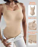 ChicMe 2PCS ContourX U Neck Shapewear Built in Bra Sleeveless High Strechy Slim Fit Tank BodySuits